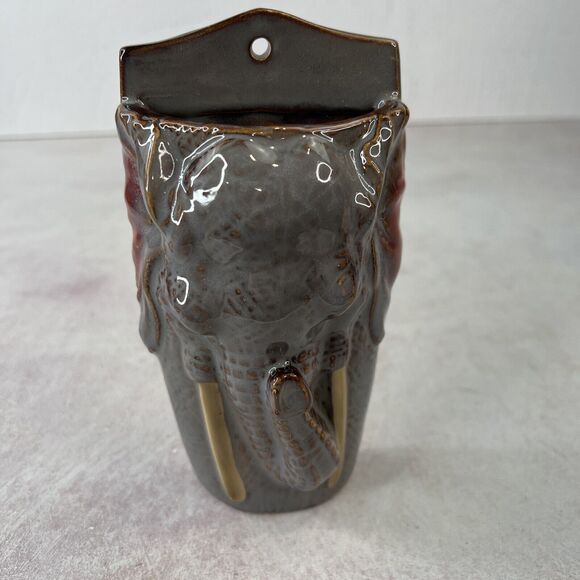 Elephant Wall Pocket Ceramic‎ Figural - Picture 1 of 10